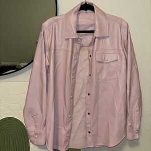 Express Light Pink Leather Shirt Jacket